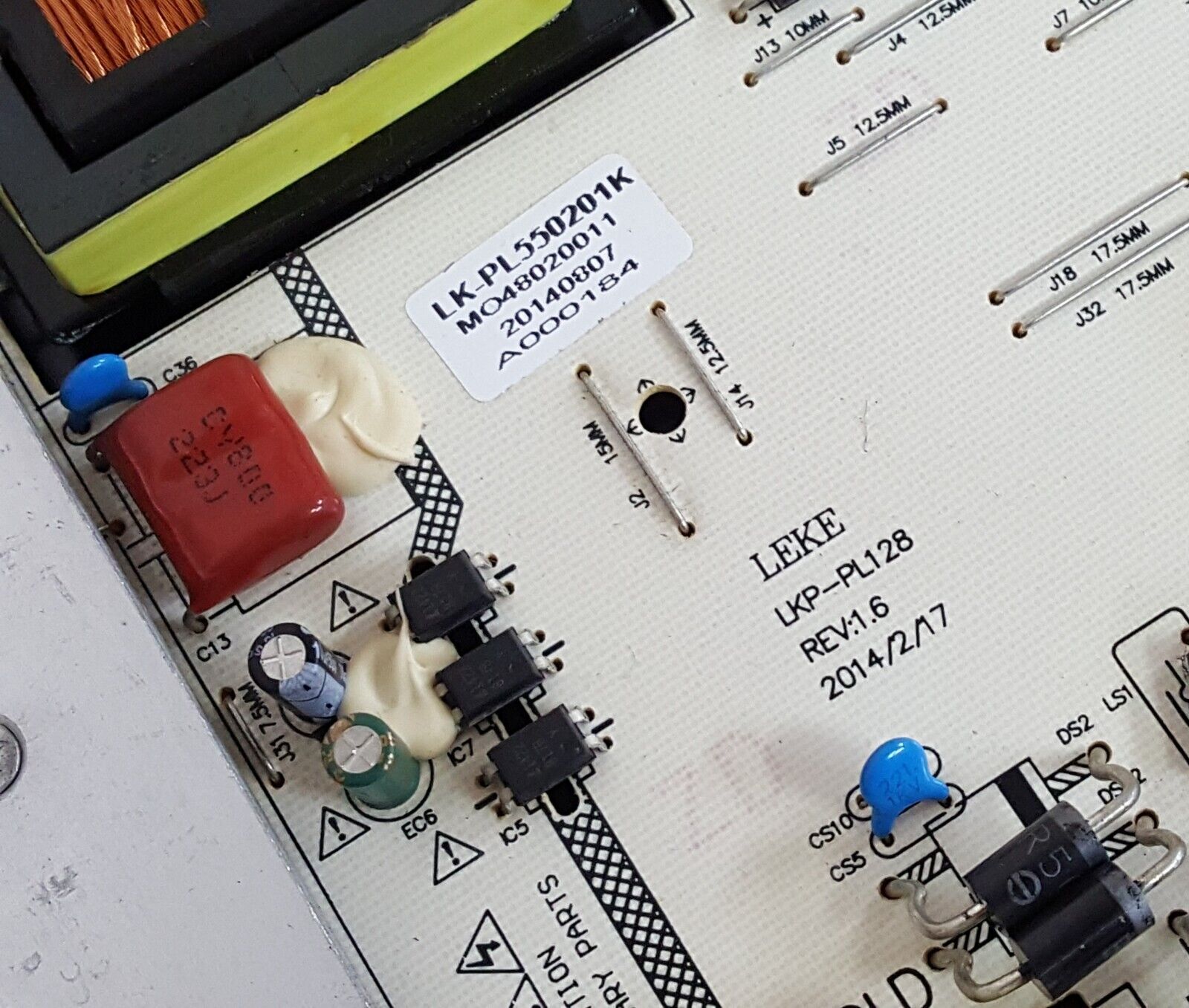 POWER BOARD FOR GOODMANS G58238DVBT2-LED CELLO C58238DVBT2-LED TV LK-PL550201K