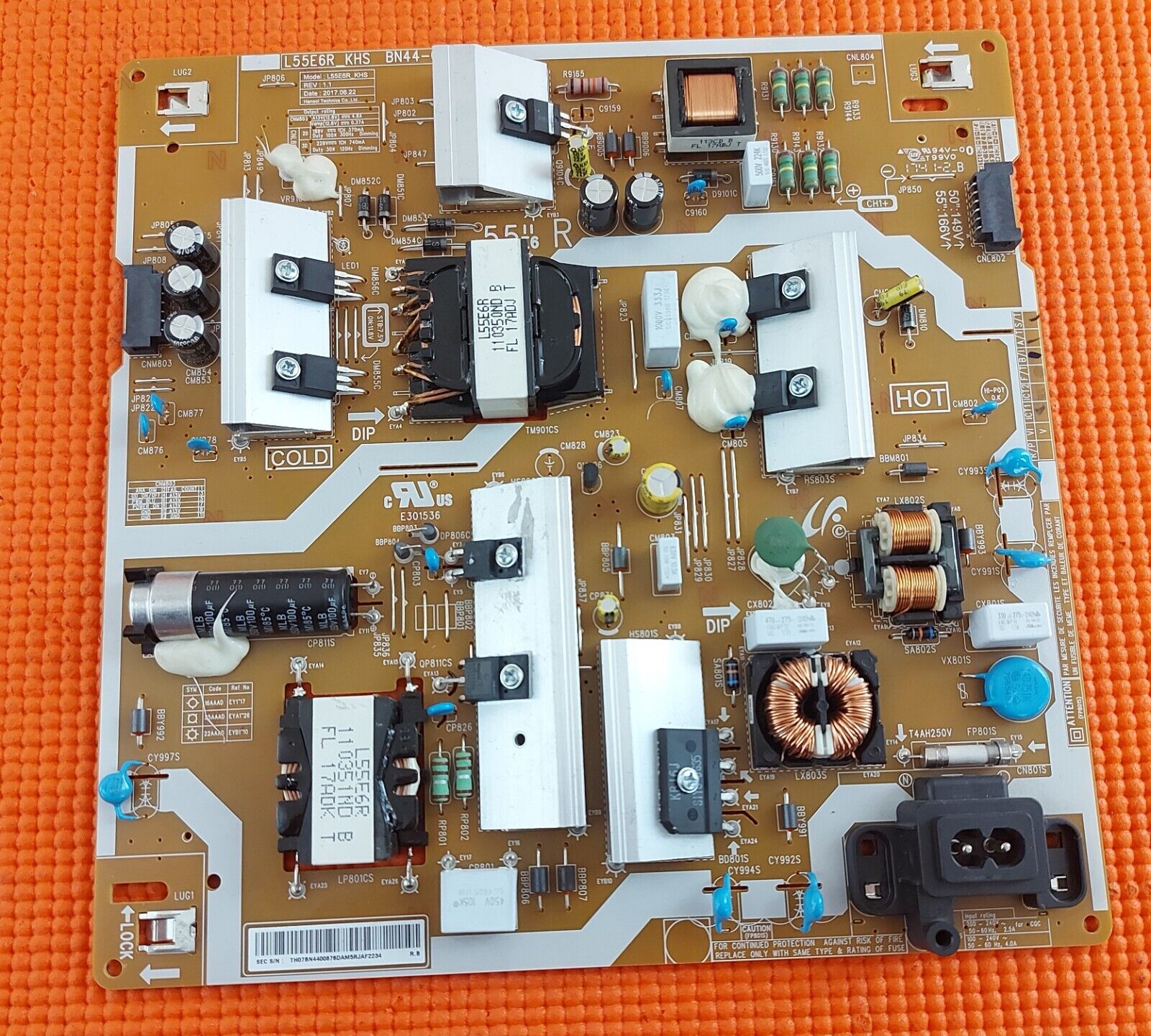 POWER BOARD FR SAMSUNG UE55MU6470 UE55MU6500U UE55MU6400U L55E6R_KHS BN44-00876D