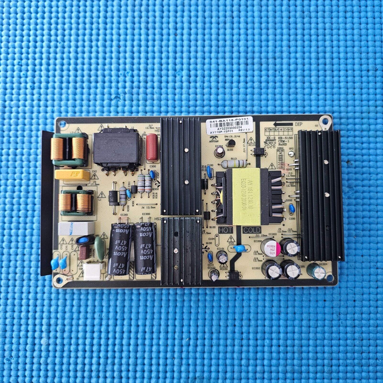 POWER SUPPLY BOARD FOR ELECTRIQ EIQ-43CVSUWD120FSHQ 43" MONITOR AY118P-1SF01