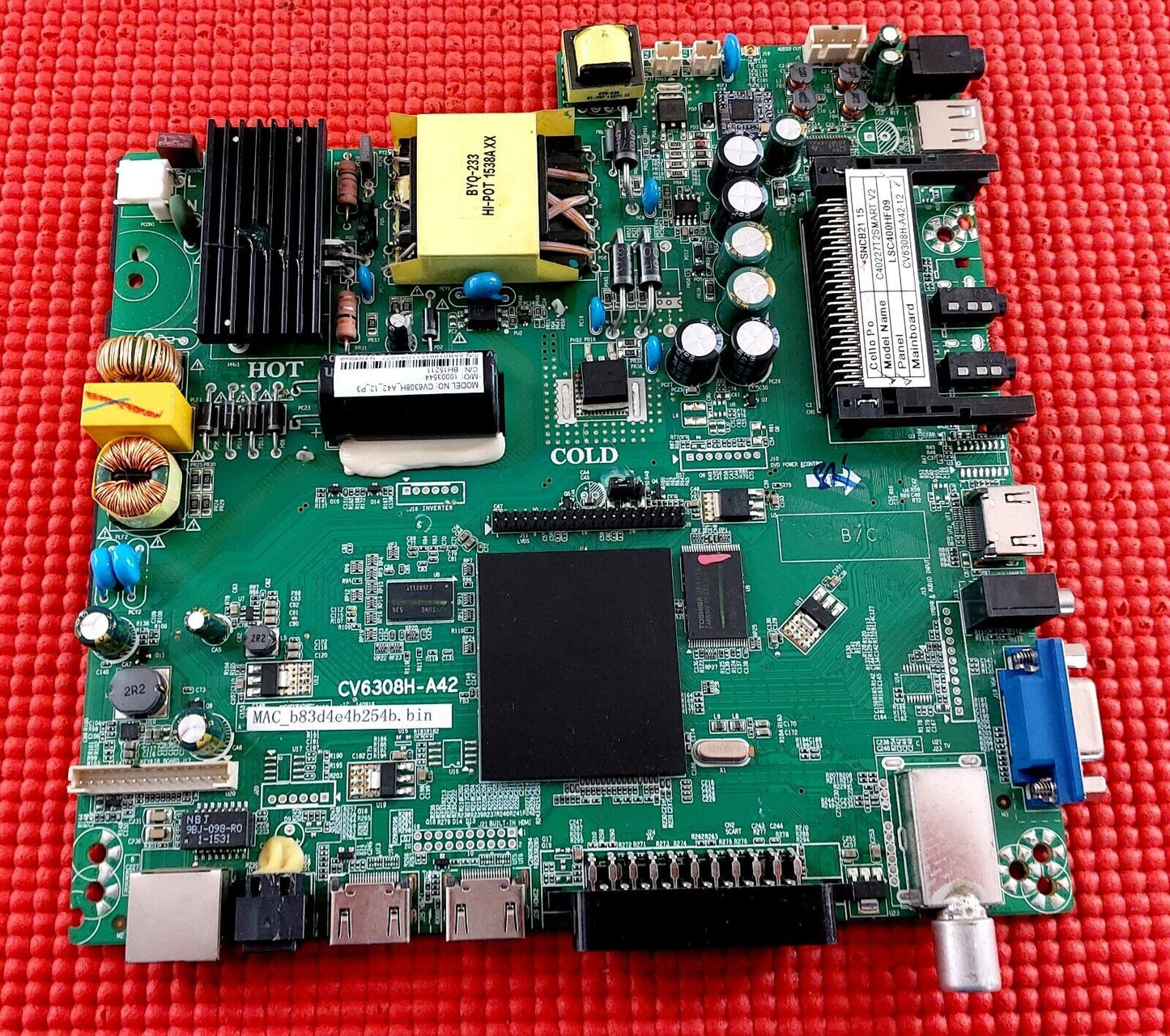 MAIN BOARD FOR CELLO SNCB28 15 C40227T2SMART 40" TV CV6308H-A42 SCRN LSC400HM15