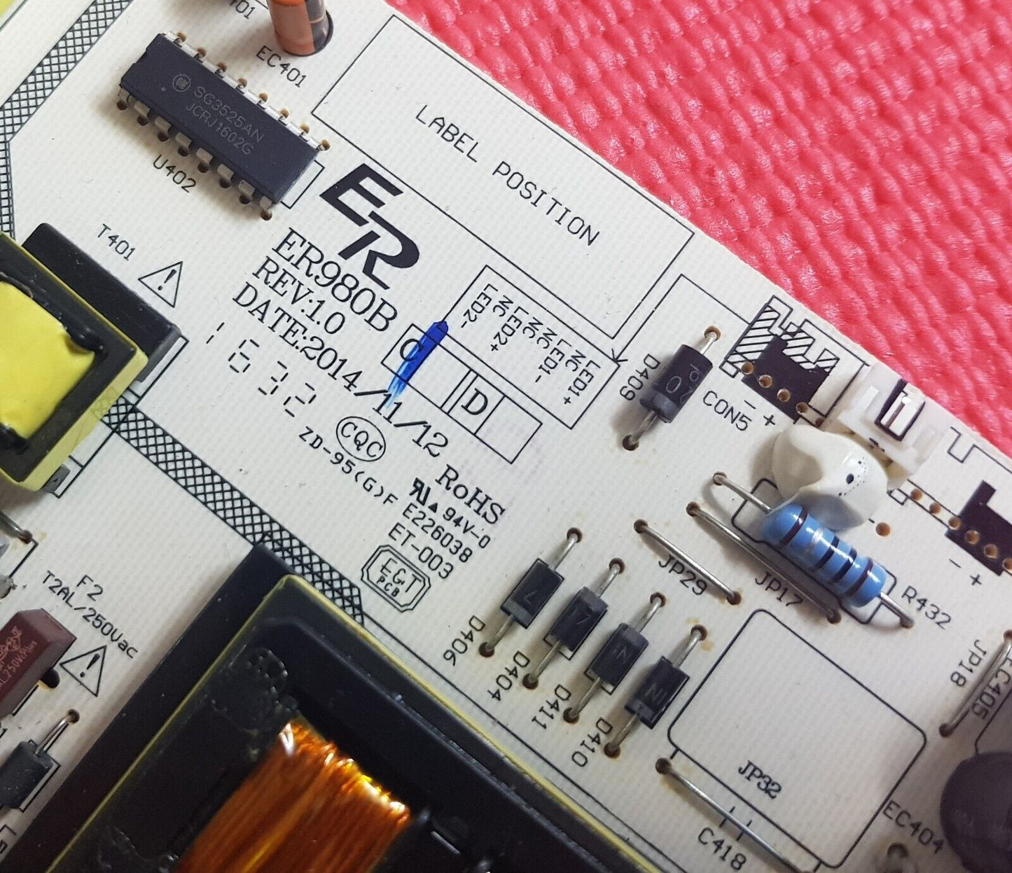 POWER BOARD FOR BAUHN B49-64UHDF-1116 PLU-94256 - ER980B 1 0 ER980B-C-126550-P03