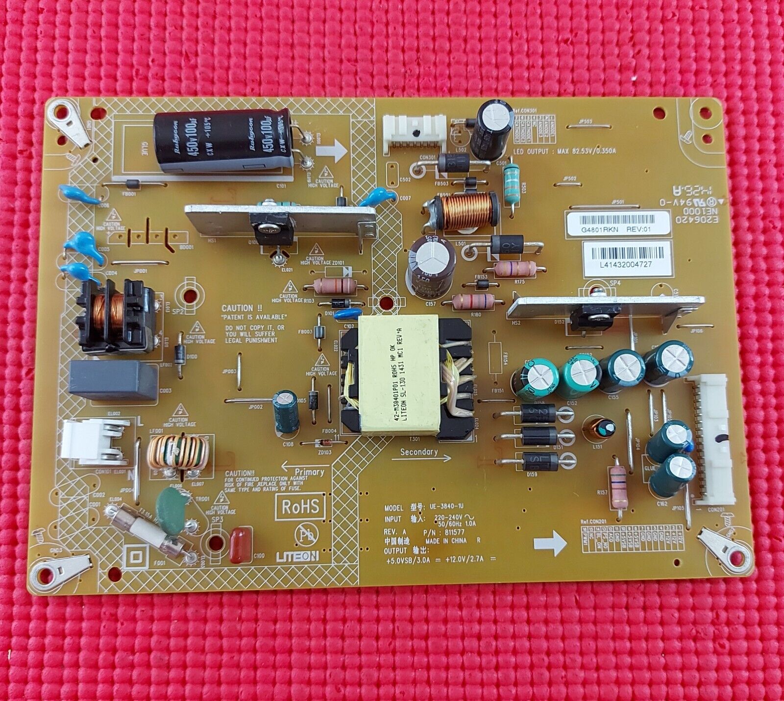 POWER SUPPLY BOARD FOR TOSHIBA 32W2433DB 32W2434DB 32" TV UE-3840-1U 81157 REV:A