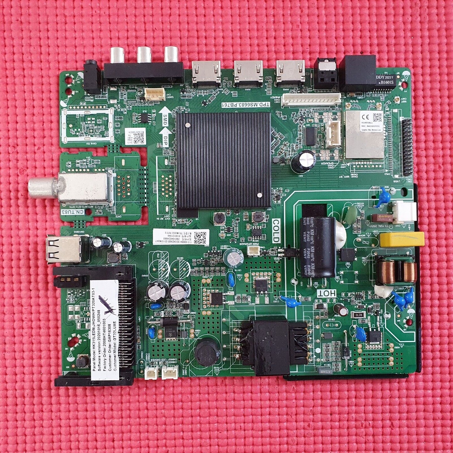 MAIN AV BOARD FOR LINSAR GT32LUXE 32" TV TPD.MS6683.PB761 SCREEN PT320AT03-1