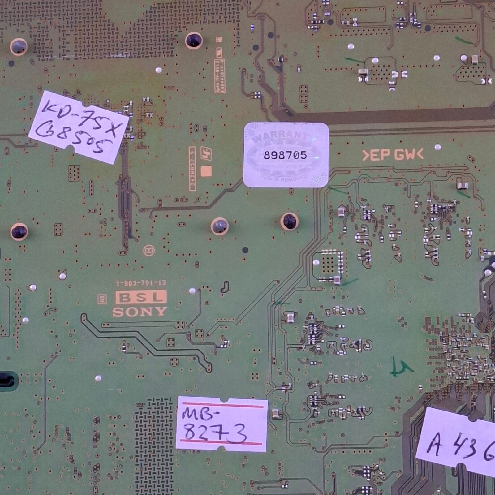 MAIN AV BOARD FOR SONY KD-75XG8505 75" LED TV A5004927C 1-983-791-13 | TESTED