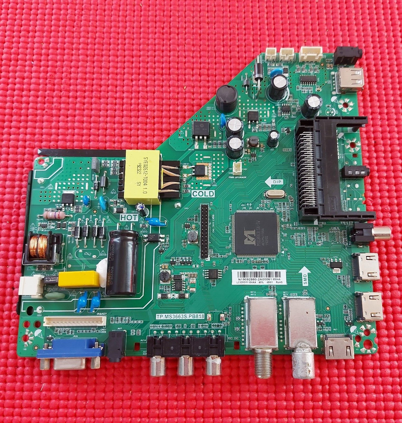 MAIN BOARD FOR T4TEC TT3213UH 32" LED TV TP.MS3663S.PB818 SCREEN CV320H1-F01