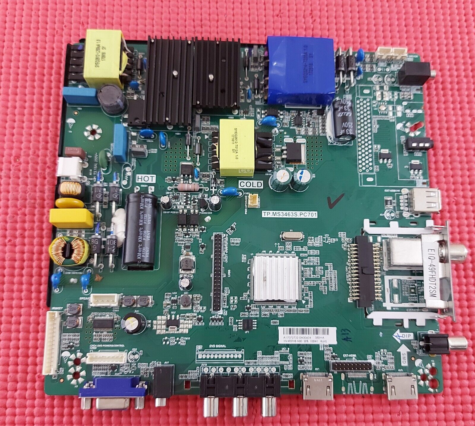 MAIN BOARD FOR ELECTRIQ EIQ-49FHDT2SM TV TP.MS3463S.PC701 SCREEN HV490FHB-N8A