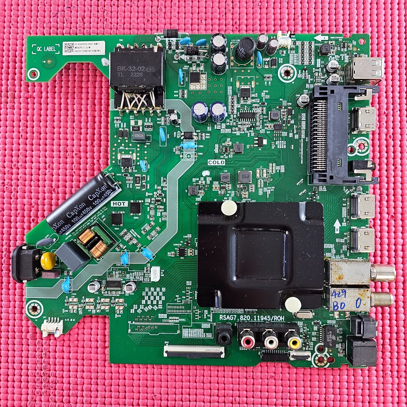 MAIN AV BOARD FOR HISENSE 43A6GTUK 43" TV RSAG7.820.11945/ROH SCREEN T430QVN03