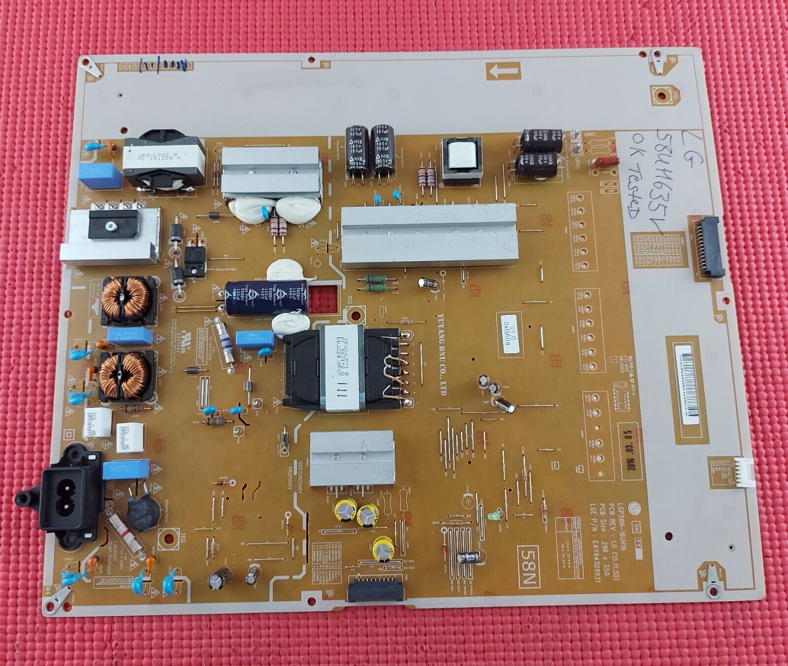 POWER SUPPLY BOARD FOR LG 58UH635V 58UH6300 58" TV EAY64309931 LGP58N-16UH16 58N