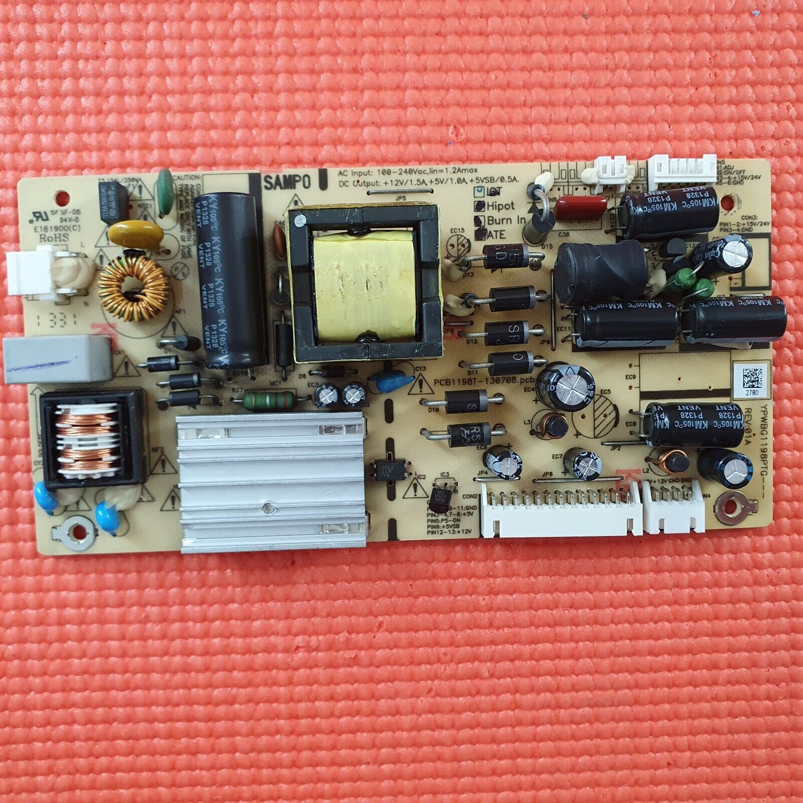 POWER SUPPLY BOARD FOR LOGIK L32HE13 L32HED13 TV PCB1198T-130708 YBWBG1198PTG