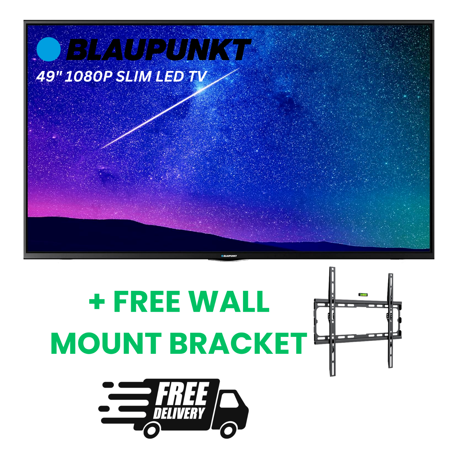 BLAUPUNKT 49/235Z 49" FULL HD 1080P SLIM LED TV HDMI USB + WALL MOUNT BRACKET