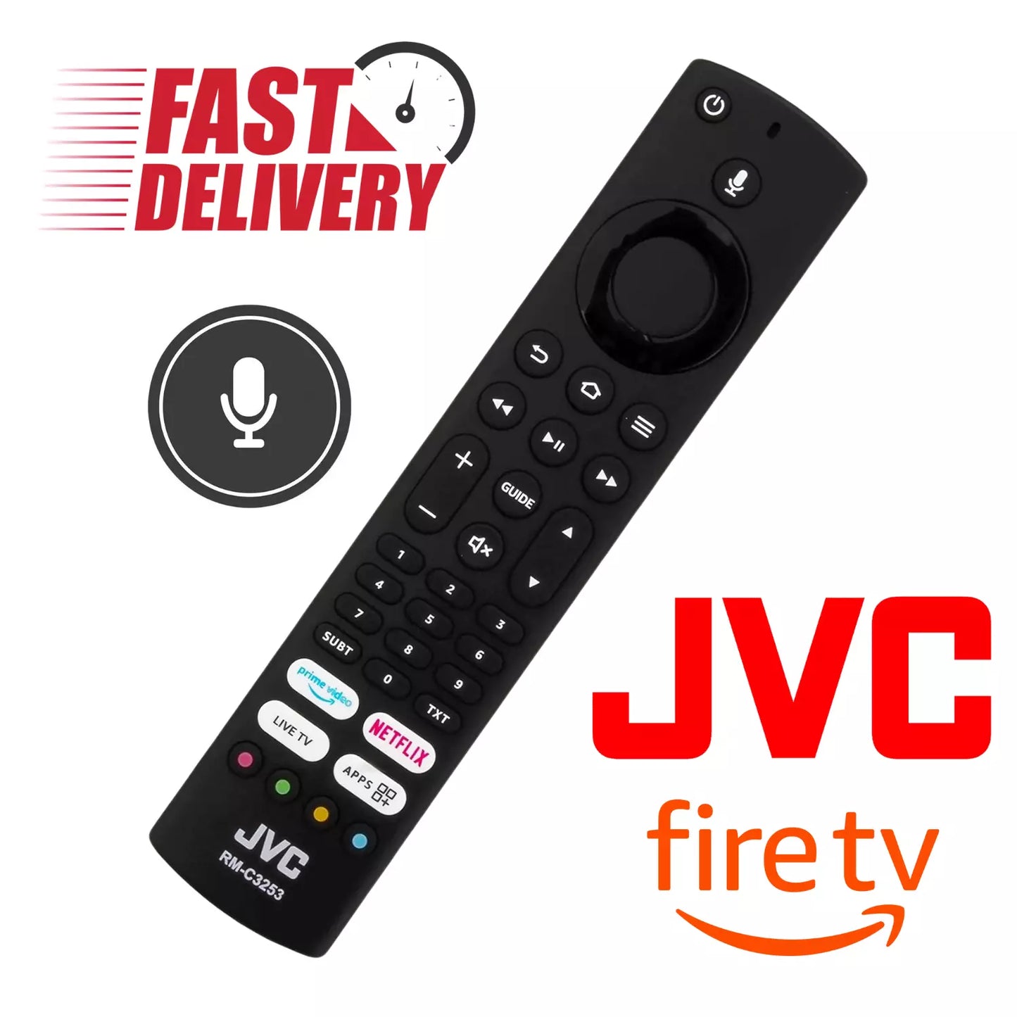 Original JVC RM-C3253 Remote Control LT-40CF890 LT-49CF890 LT-55CF890 Fire TV